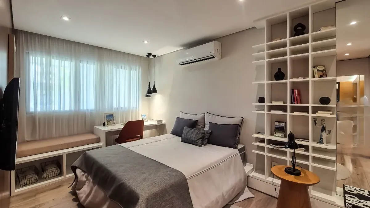 Suíte do apartamento decorado do Elos