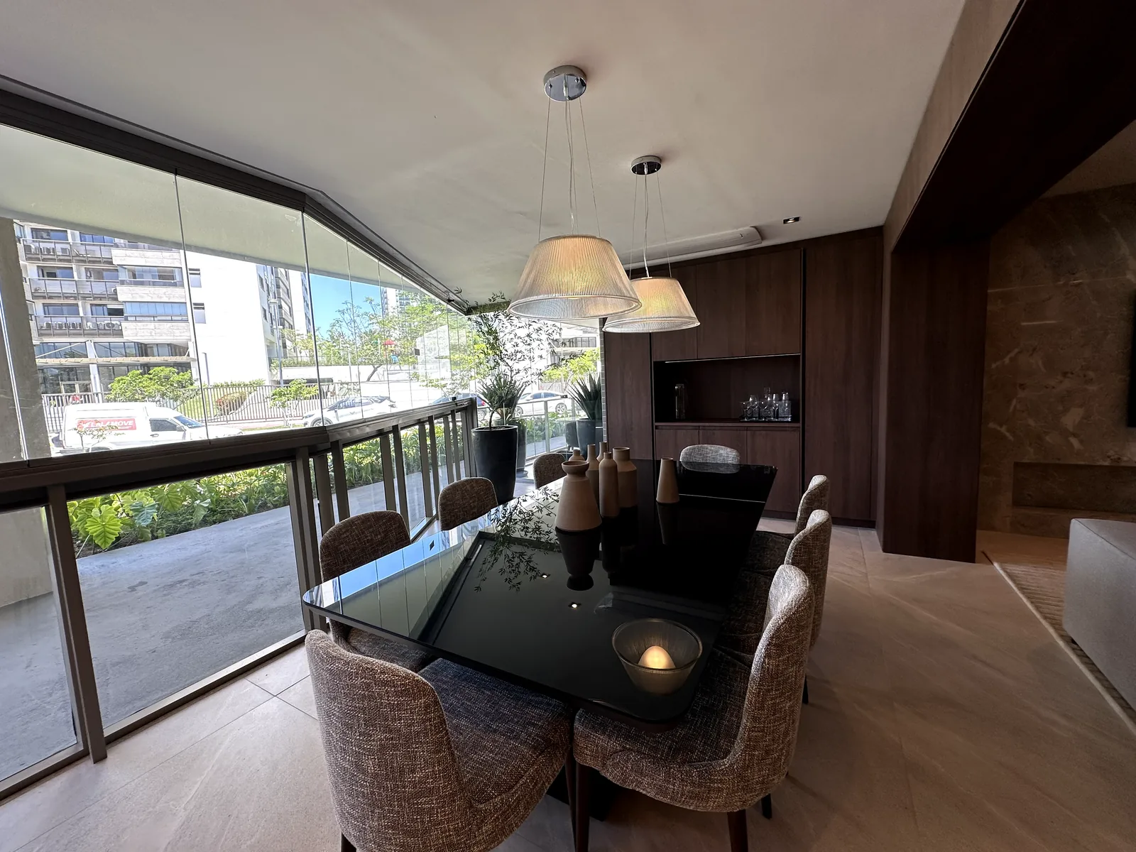 Varanda gourmet do apartamento decorado de 171 m² do Oro by Ornare