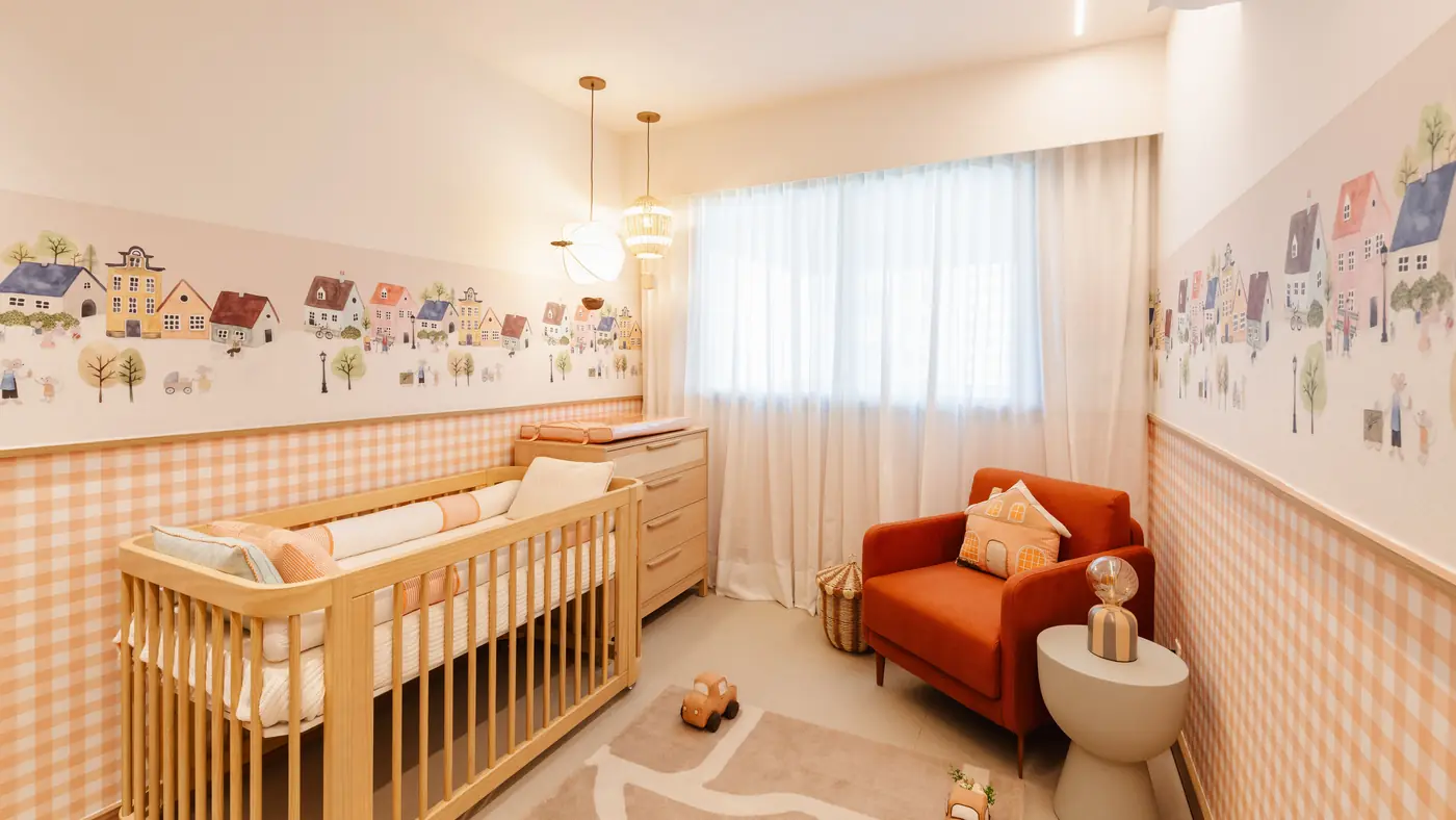 Quarto de bebê do apartamento decorado do Pura por Artefacto