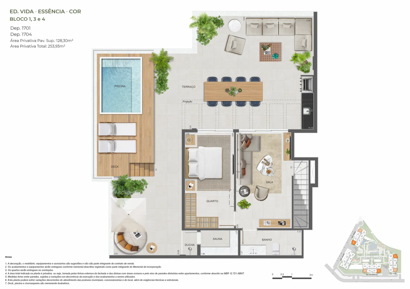 Planta Cobertura duplex · 5 quartos do Pura por Artefacto