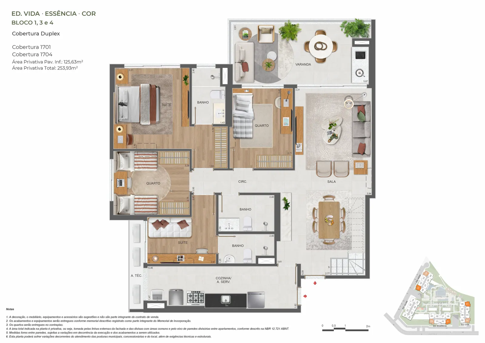 Planta Cobertura duplex · 5 quartos do Pura por Artefacto