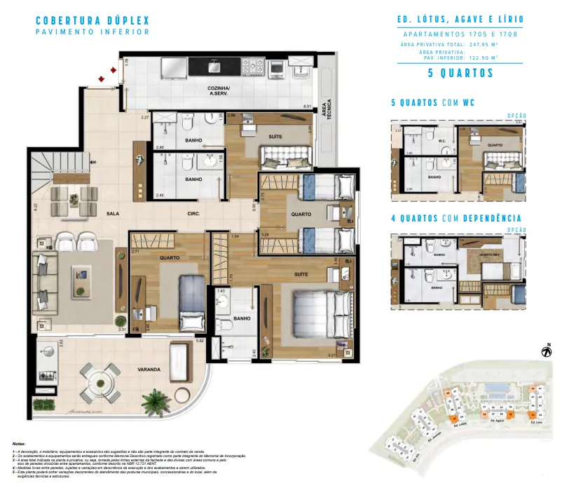 3 Cobertura Duplex 5 qtos com WC ou 4 qts com dep - col 5 e 8 - 247,95 m²