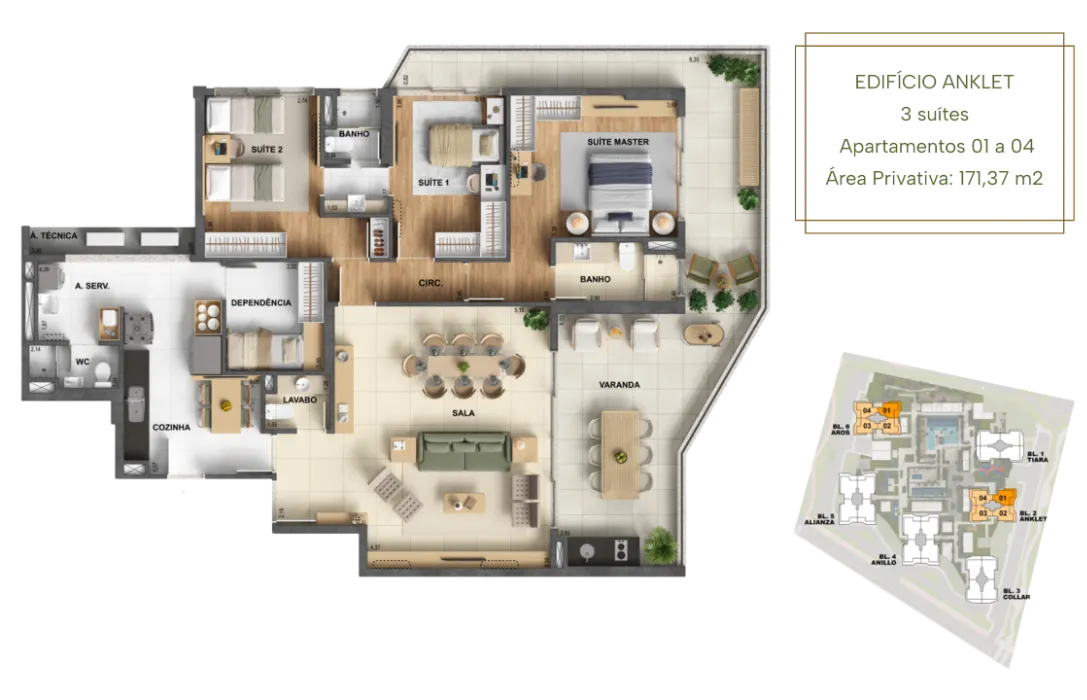 Apartamento Tipo Anklet 171 m²