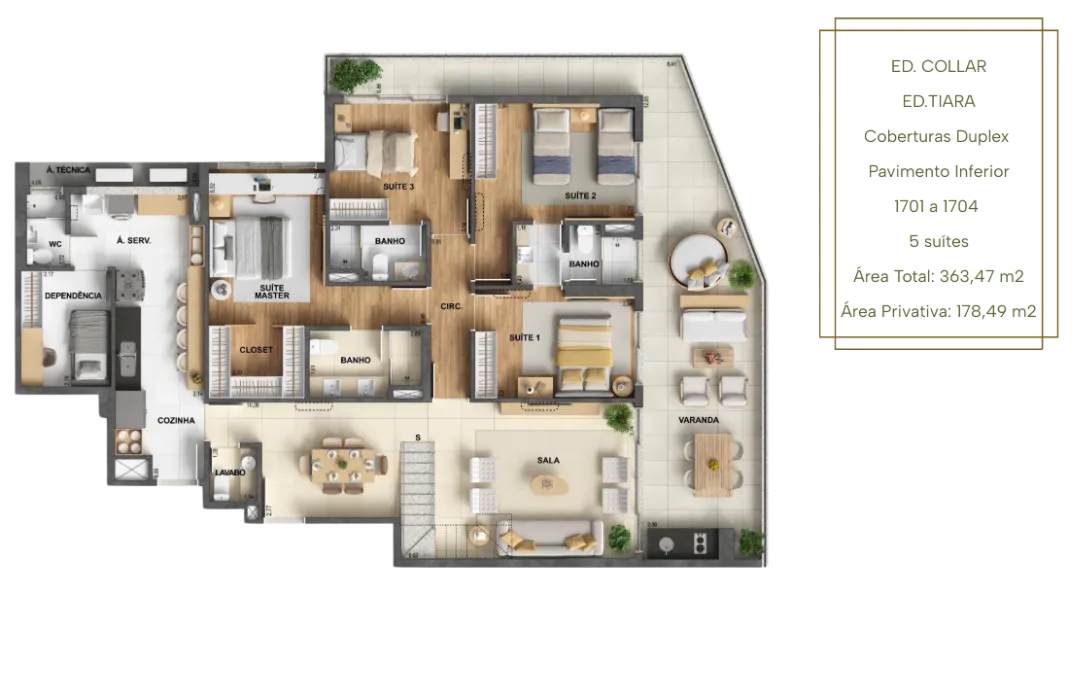 Cobertura Collar e Tiara 363 m²