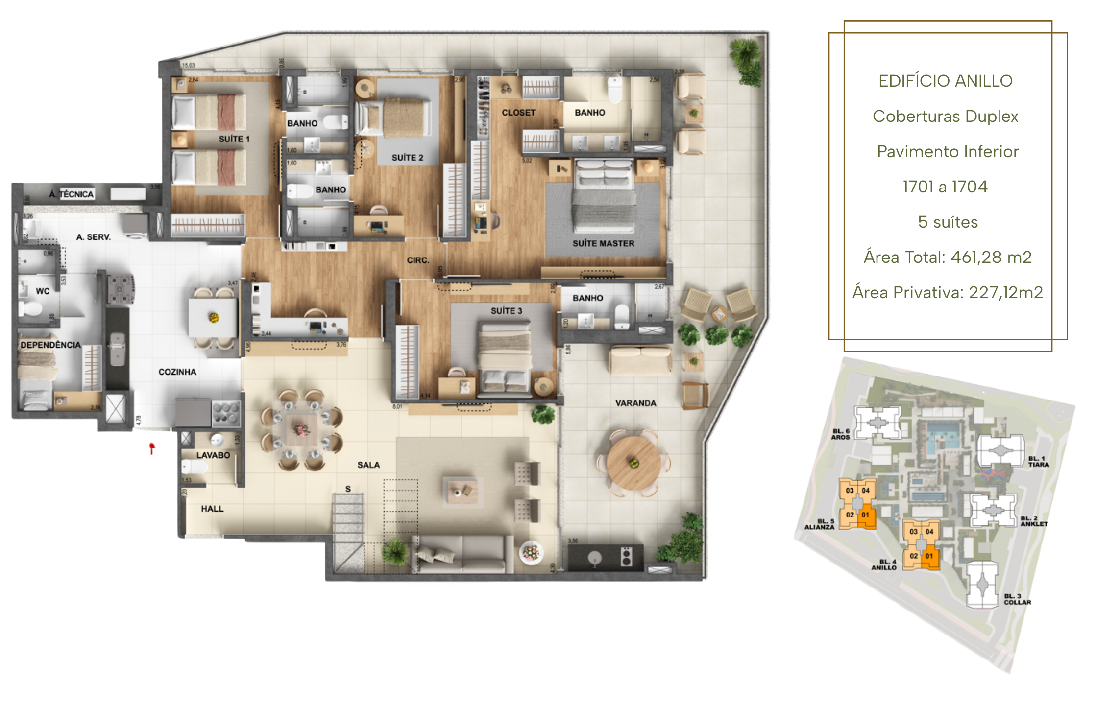 461m²