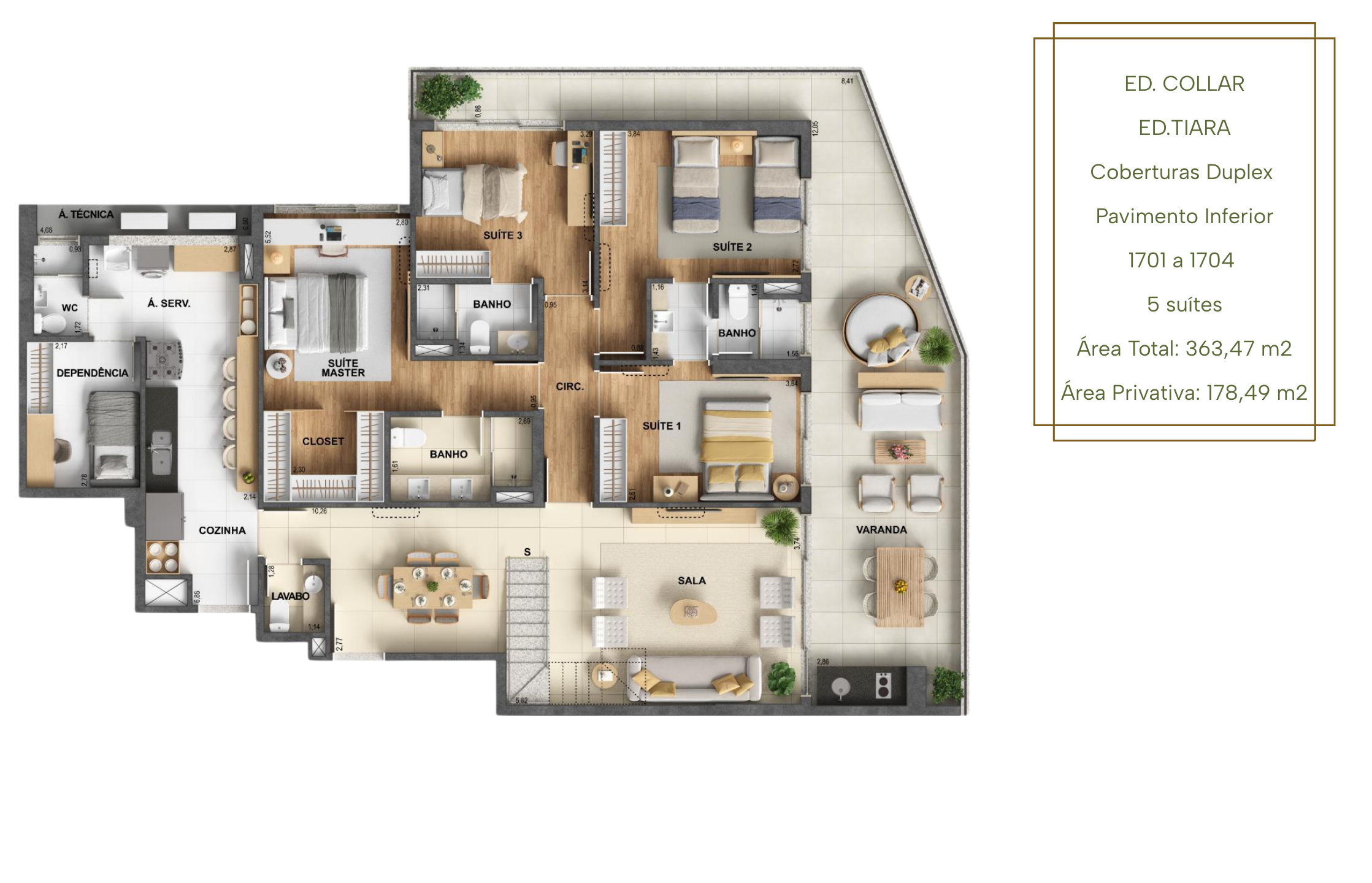 363m²